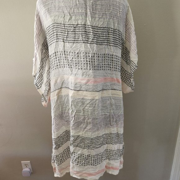 NWT INC Cover Up Textured Woven Stripe Purple Pink Black White ONE SIZE OS - Picture 3 of 6